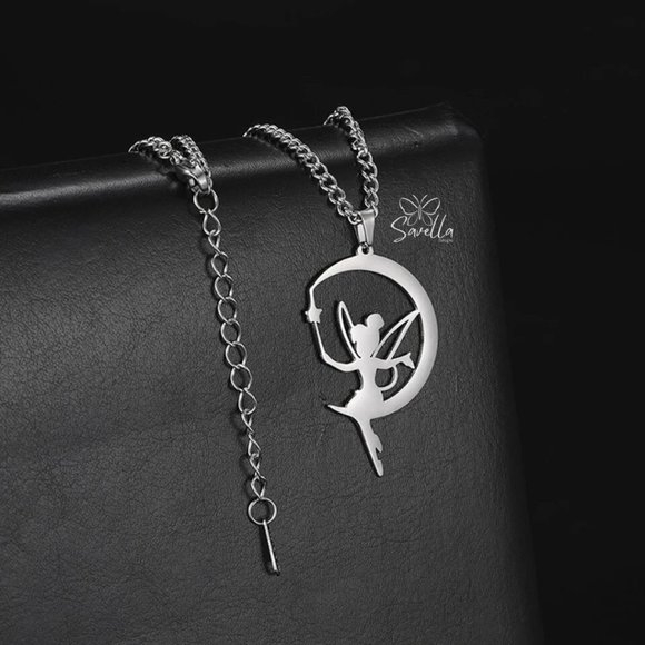 Stainless Steel Tinkerbell Pendant with Chain Silver and Gold Available - Picture 4 of 4